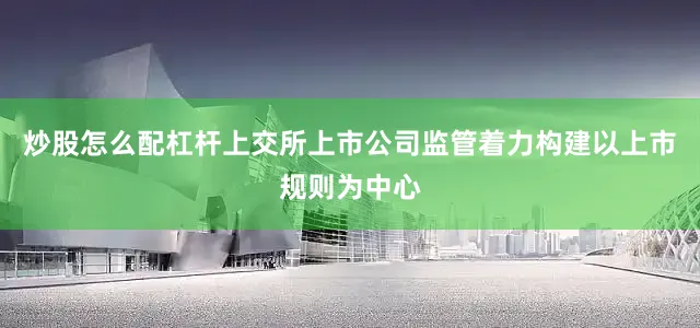 炒股怎么配杠杆上交所上市公司监管着力构建以上市规则为中心