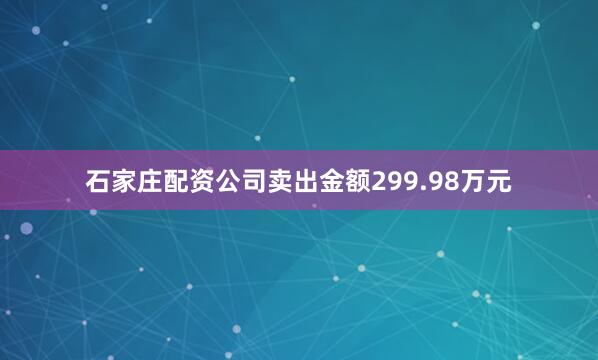 石家庄配资公司卖出金额299.98万元